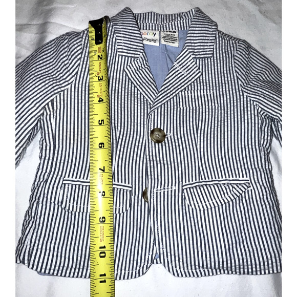 Hooray by Cynthia Rowell Blue White Seersucker Baby Boys 3 Piece Suit 0-3 Months - Picture 5 of 15